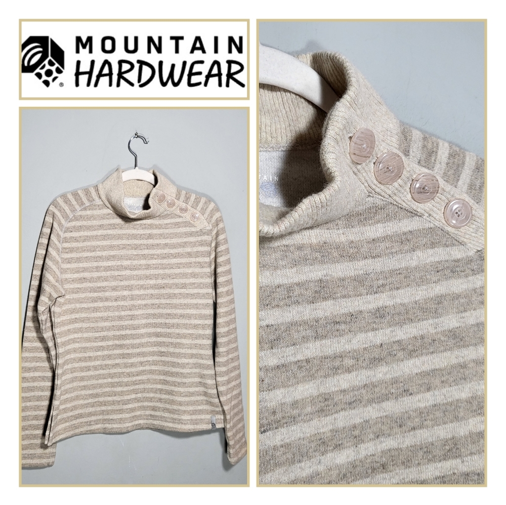 NWOT MOUNTAIN HARDWARE Size Large Wool Blend Sweater Mock Neck Neutral Beige